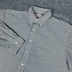 Brooks Brothers‎ Shirt Mens 2XL 17 White Black Striped Long Sleeve Button Down